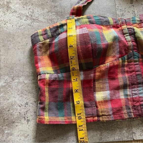 American Eagle Top Plaid Halter Crop Large Festival Stretch Corset - Picture 6 of 9